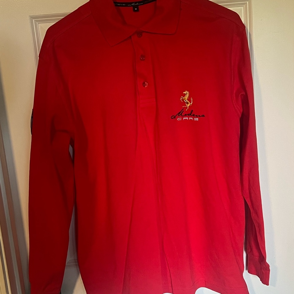 Ferrari Red Long Sleeve Polo Shirt